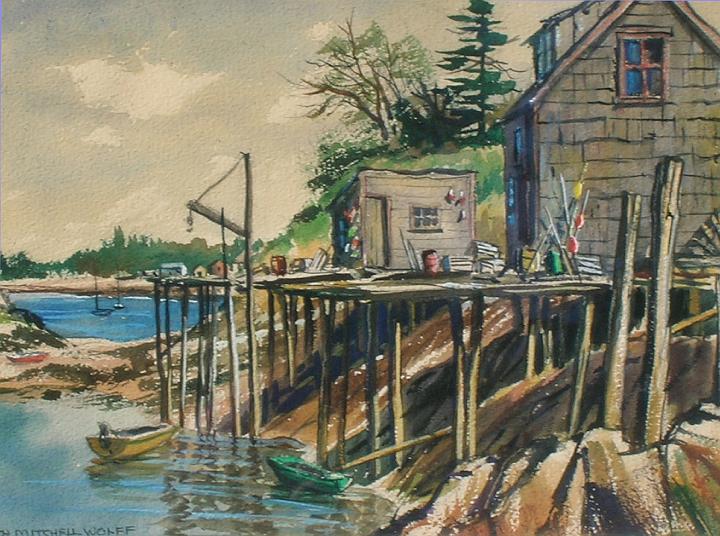 Lobster shacks.jpg - Lobster Stores, watercolor, Collection of Richard Wolff